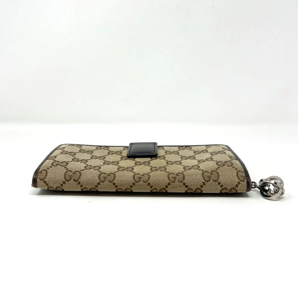 Gucci GG Monogram Canvas Zip Wallet‎ Black Leather Trim - Picture 3 of 12